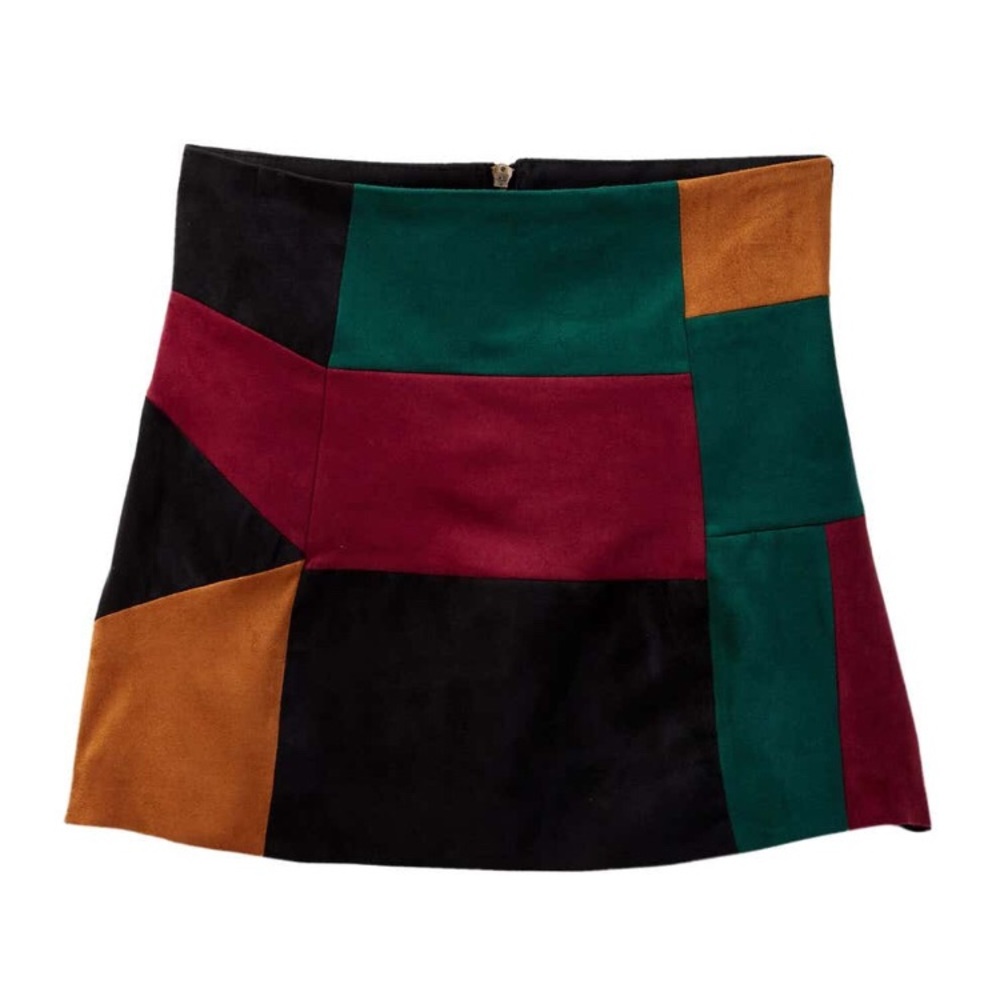 🍁Ella Moss Fall Skirt Sz 10, Suede Color Block🍁
